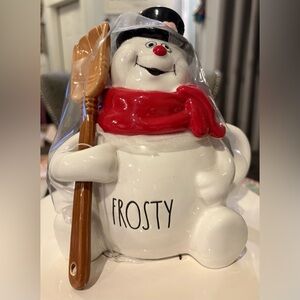 Rae Dunn Frosty the Snowman with Red Scarf and Spoon